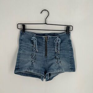 Grlfrnd Molly Lace Up Shorts In Stardust